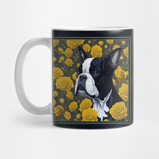 Boston Terrier yellow roses 2 Mug